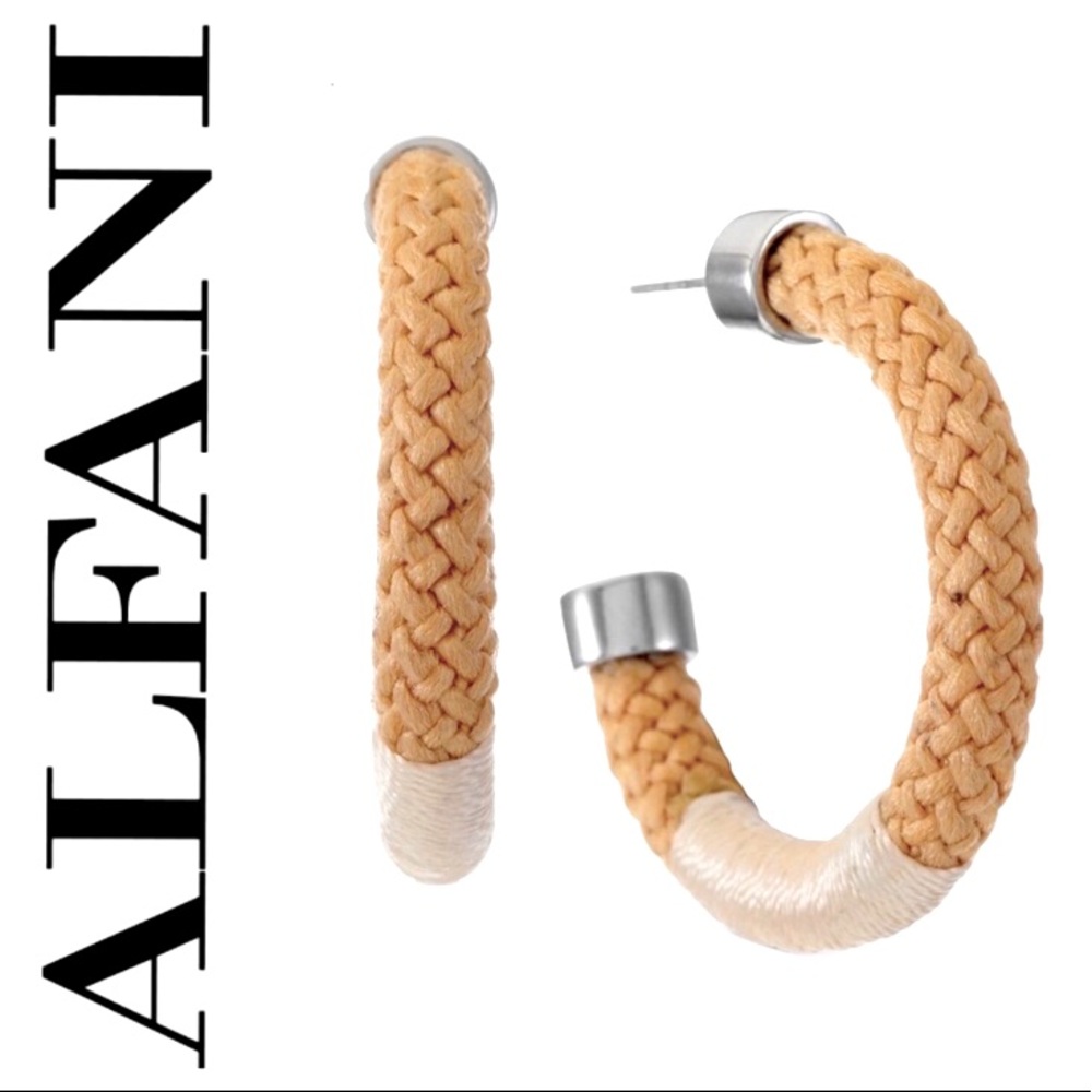 Alfani Silver-Tone Medium Braided Rope C-Hoop Earrings NWT